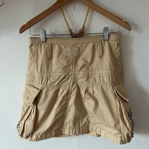 VTG 2000 Mavi cargo mini skirt Small embroidered pockets zip cowgirl grunge punk - Picture 15 of 17